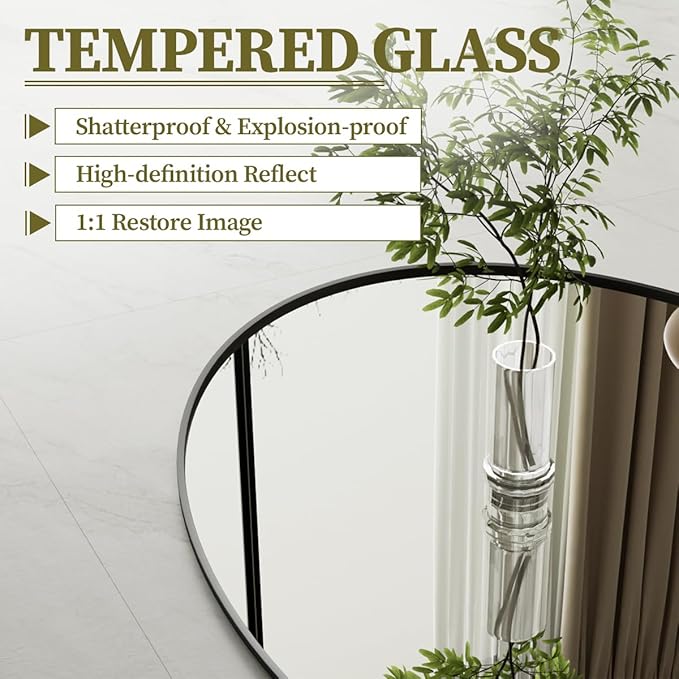 Koonmi Black Oval Bathroom Mirror, 26"x38" Bathroom Vanity Mirror, Oval Mirror for Bedroom Living Room Entryway, Hangs Horizontal or Vertical