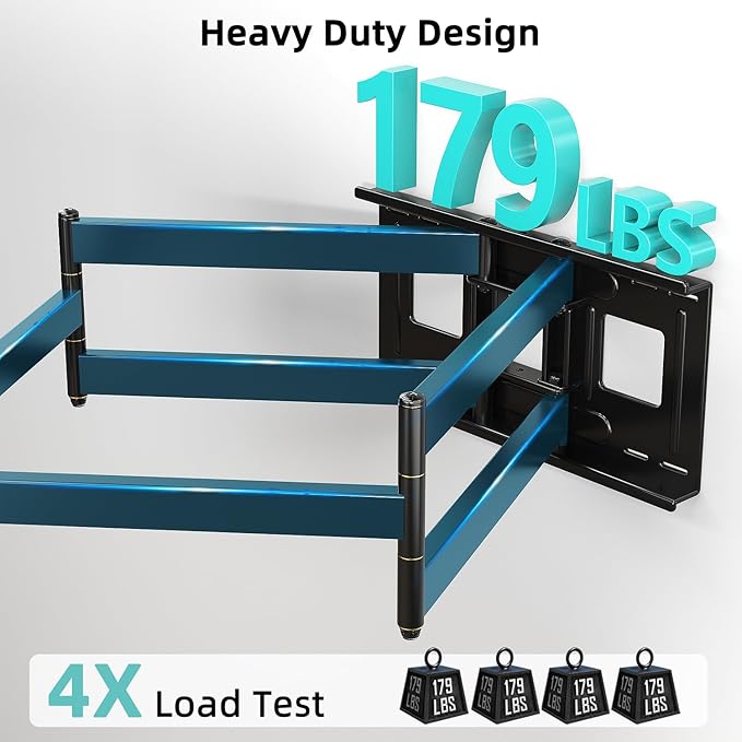 Heavy Duty TV Wall Mount for 42-90" TVs, 4X Load Tested Holds 179lbs, 40.9" Smooth Gliding Extension Arms, Full Motion Swivel & Tilt, VESA 800x400, Fits 16-18" Studs