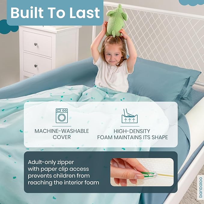 BANBALOO 2 Pack Bed Bumper for Toddlers 53" | Foam Bed Rails for Queen, King, Twin, Full-Size Beds | Toddler Barrier | Safety Rail Guard for Kids | Portable Foam Bumpers for Travel and Home Use
