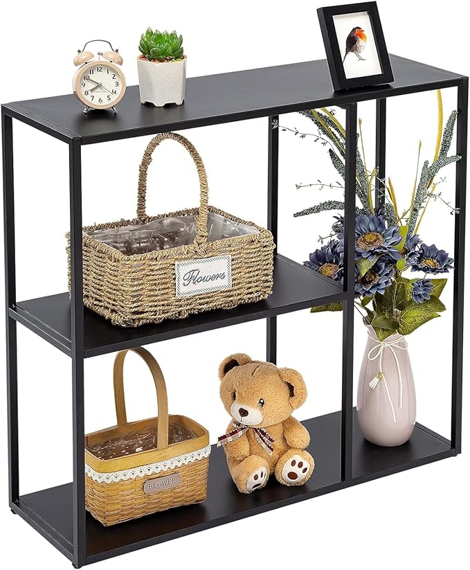 HDANI Console Table, Narrow Entryway Table, 3 Tier Metal Hallway Table, 9.8''Dx31.5''Wx29.7''H(Black)