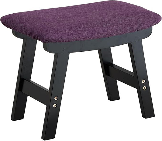 Foot Stool Ottoman Foot Rest Under Desk,Small Stool for Living Room, Bedroom and Kitchen (Black Legs - Purple Stool Surface)