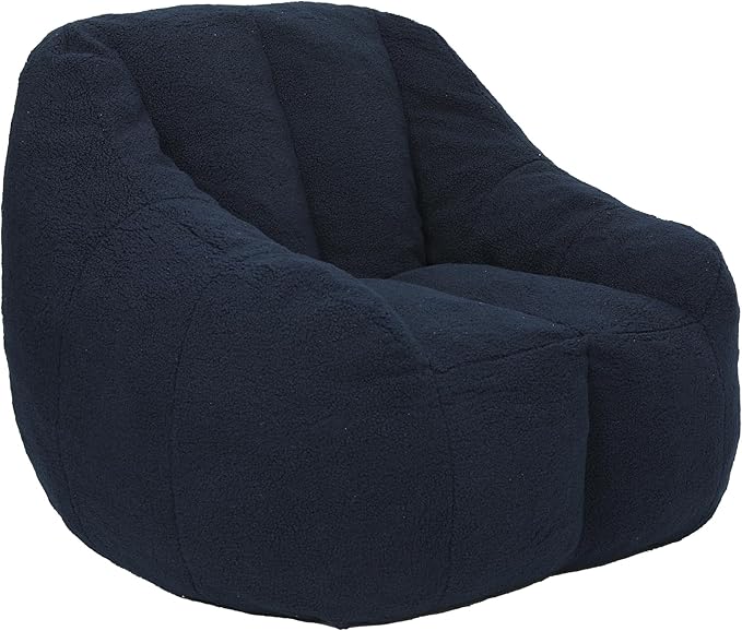 Furniliving Bean Bag Chair, Oversized Bean Bag Couch for Adults Comfy Bean Bag Sofa with Back Support, Large Bean Bag Chair Lazy Sofa for Living Room Bedroom, DarkBlue, Teddy