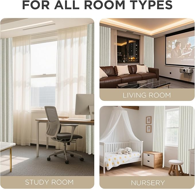 Joydeco 100% Blackout Curtains for Bedroom - Natural Linen Curtains 70" W x 108" L Long, Thermal Insulated 1 Panels Light Beige. Room Darkening Light Blocking Drapes for Living Room
