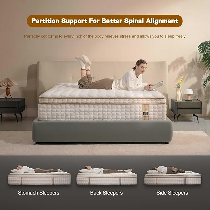 King Size Mattress, 12 Inch Hybrid King Mattress in a Box, Medium Firm Mattresses with Memory Foam & Pocket Springs, Pressure Relief, Cool Fresh Sleep, Enhanced Edge support， 80" x 76"