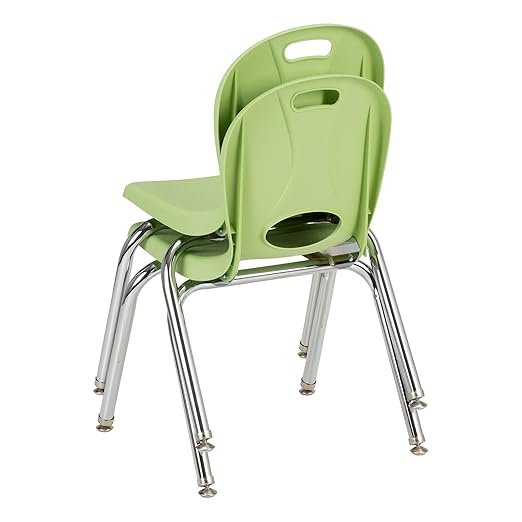Learniture LNT-114-CSW-GA Learniture Structure Series School Chairs for Classroom, 14" Seat Height, Green Apple, Pack of 4