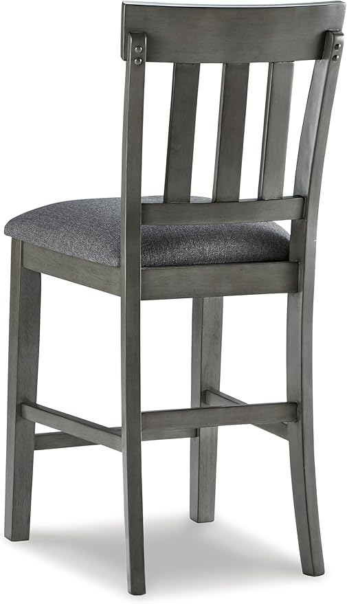 Signature Design by Ashley Hallanden Modern Farmhouse 25.75" Counter Height Upholstered Barstool, Set of 2, Dark Gray