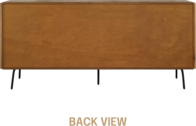 NTC MOSSIC Sideboard with 2 Doors and 3 Drawers, Buffet Cabinet with Natural Rattan and Metal Legs, Modern Storage Cabinet for Living Room, and Hallway, Effortless Assembly - Rustic Oak
