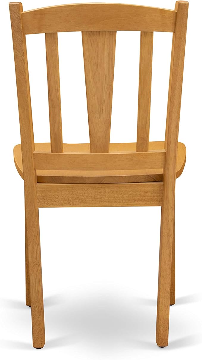 East West Furniture ESDL3-OAK-W 3 Piece Kitchen Table Set for Small Spaces Contains a Round Dining Room Table with Pedestal and 2 Solid Wood Seat Chairs, 30x30 Inch, Oak