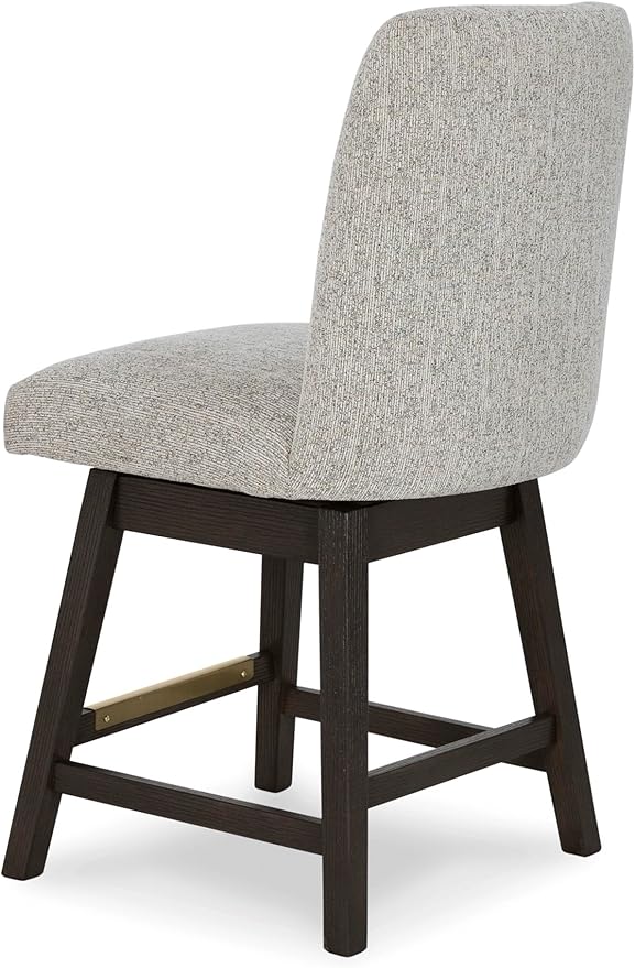 Signature Design by Ashley Burkhaus Urban Counter Height Upholstered Swivel Bar Stool with Footrest, Set of 2, Beige & Dark Brown