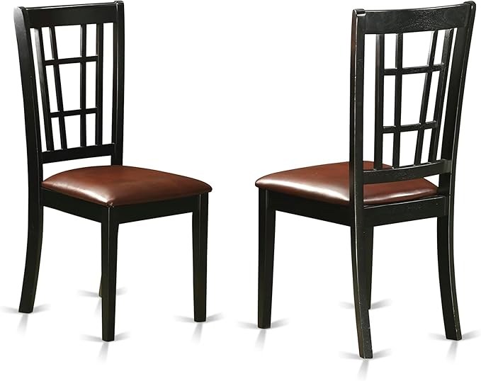 East West Furniture PLNI7-BCH-LC 7 Piece Modern Dining Table Set Consist of an Oval Wooden Table with Butterfly Leaf and 6 Faux Leather Dining Room Chairs, 42x78 Inch, Black & Cherry