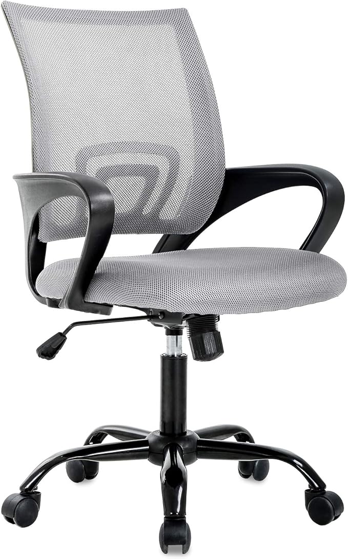 BestOffice Office Chair Ergonomic Cheap Desk Chair Mesh Computer Chair Lumbar Support Modern Executive Adjustable Stool Rolling Swivel Chair for Back Pain (Grey)
