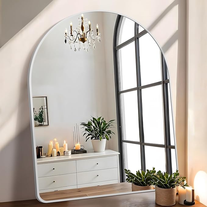 FORBATH Arched Bathroom Mirror 40x30 Inch, Silver Arch Wall Mirror with Aluminum Frame, Arched Mirror for Dresser, Fireplace,Entryway,Home Decor,Hanging or Leaning Against Wall