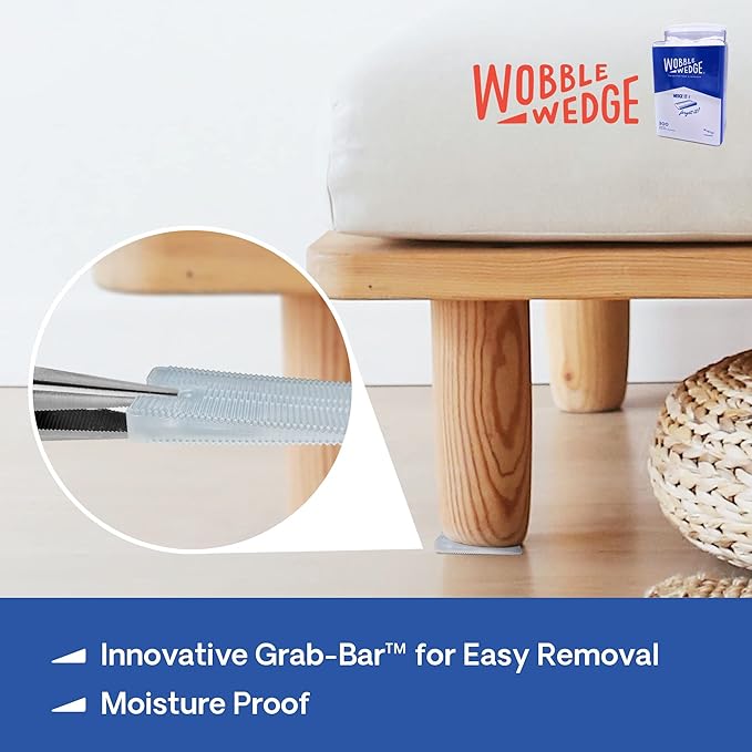 The Original Wobble Wedge Rigid Plastic Shims-MADE IN USA- Heavy-Duty Leveling Wedges for Furniture, Tables, Toilets, Home Improvement & Work Projects-Transparent Plastic Shim, Leveling Feet, 300 Pack