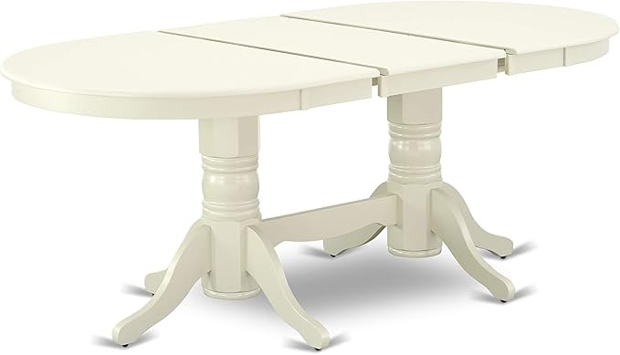 East West Furniture VAAD5-LWH-LC 5 Piece Dining Room Furniture Set Includes an Oval Kitchen Table with Butterfly Leaf and 4 Faux Leather Upholstered Dining Chairs, 40x76 Inch, Linen White