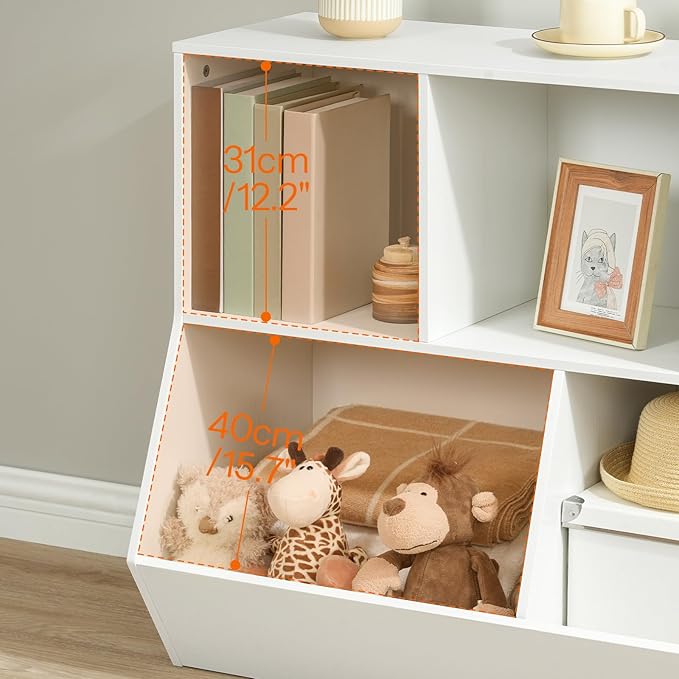 HOOBRO Kids Bookshelf - 39.4" L Toy Storage Cabinet, Bookcase Footboard, Cubby Shelf, Fit for Children's Room, Playroom, Hallway, Kindergarten, White WT132CW01