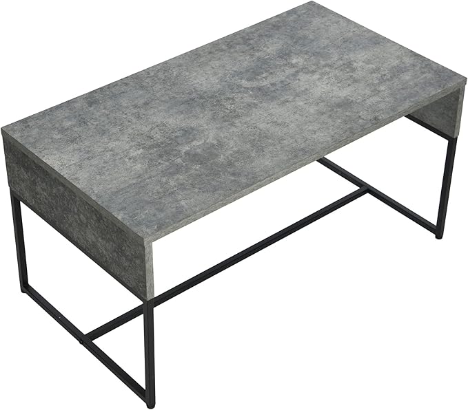 Household Essentials Wrap Rectangular Coffee Table Rustic Slate Concrete and Black Metal