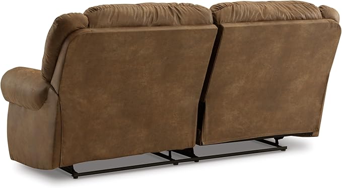 Signature Design by Ashley Boothbay Classic Faux Leather 2 Seat Power Reclining Sofa with USB Ports, Dark Brown