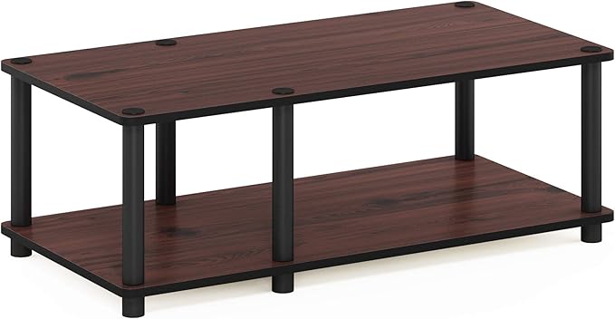 Furinno Just No Tools Dark Cherry Mid Television Stand with Black Tube