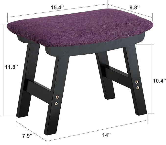 Foot Stool Ottoman Foot Rest Under Desk,Small Stool for Living Room, Bedroom and Kitchen (Black Legs - Purple Stool Surface)