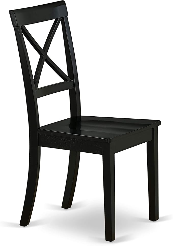 East West Furniture SHBO3-BLK-W 3 Piece Dining Room Furniture Set Contains a Round Kitchen Table with Pedestal and 2 Dining Chairs, 42x42 Inch, Black
