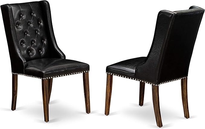 East West Furniture X777FO749-9 9 Piece Dining Table Set Includes a Rectangle Dining Room Table with X-Legs and 8 Black Faux Leather Parsons Chairs, 40x72 Inch, Multi-Color