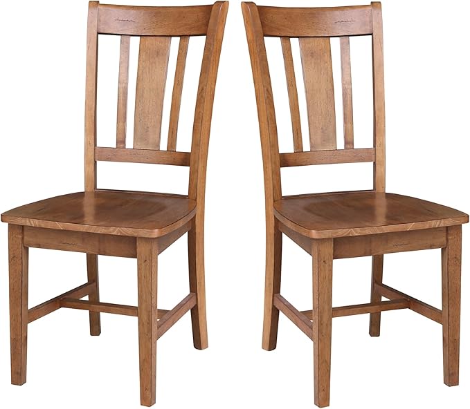 IC INTERNATIONAL CONCEPTS Set of Two San Remo SplatBack Dining Chairs, Distressed Oak