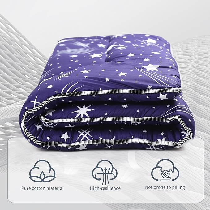 Japanese Floor Mattress,Roll Up Memory Foam Tatami Mat Easy to Store and Portable,Futon Mattress Suitable for Camping and Guest Room (Blue, Twin (80" x 36"))