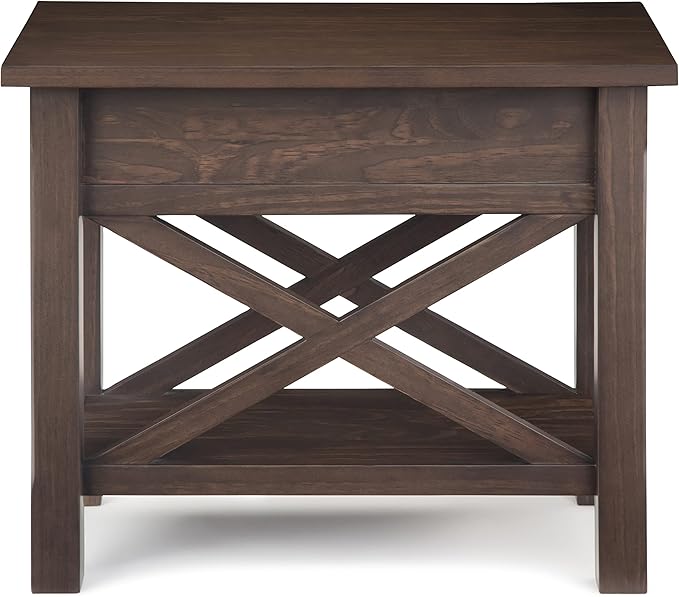 SIMPLIHOME Kitchener SOLID WOOD 14 inch Wide Rectangle Contemporary Narrow Side Table in Warm Walnut Brown for the Living Room and Bedroom