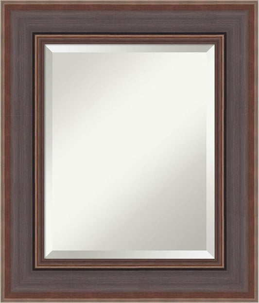 Amanti Art Brown Wall Mirror 28x24 Moab Brown Bronze Rectangle Bathroom Mirror for Wall Decor Living Room, Small Modern Frame, Hangs Horizonally and Vertically, Bathroom Decor, Beveled Edge
