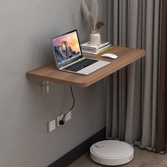 Pmnianhua 31'' Wall Mounted Drop Leaf Table, Folding Table, Fold Down Wall Desk, Floating Desk for Home Office, Small Space (Walnut)