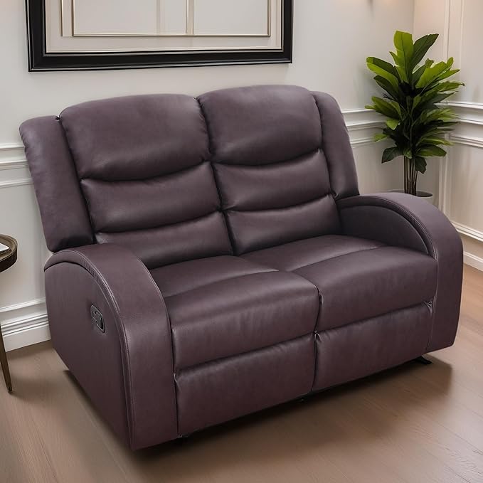 Loveseat Recliner Sofa, Reclining Loveseat Leather Couch Upholstered, Modern Comfy Home Theater Seating Power Recliner Chair for Living Room Furniture Sets, Red