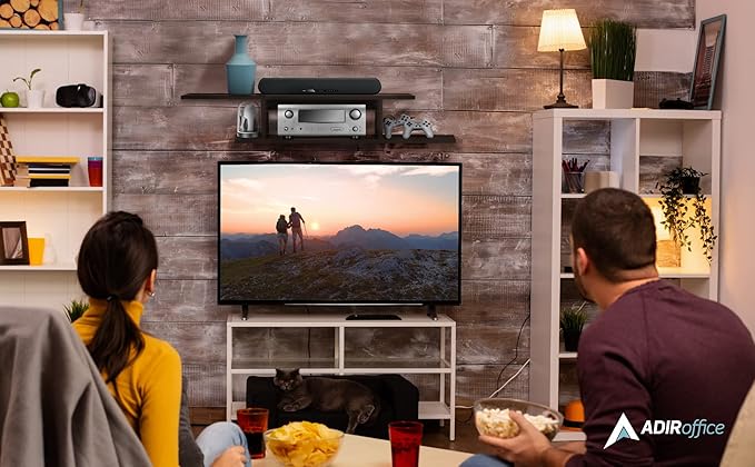 Floating TV Stand, Wall Mounted Floating Media Shelf Organizer Entertainment Center Console for Home and Office, Storage for Accessories Wifi Router Remote Control DVD Player and More (Black)
