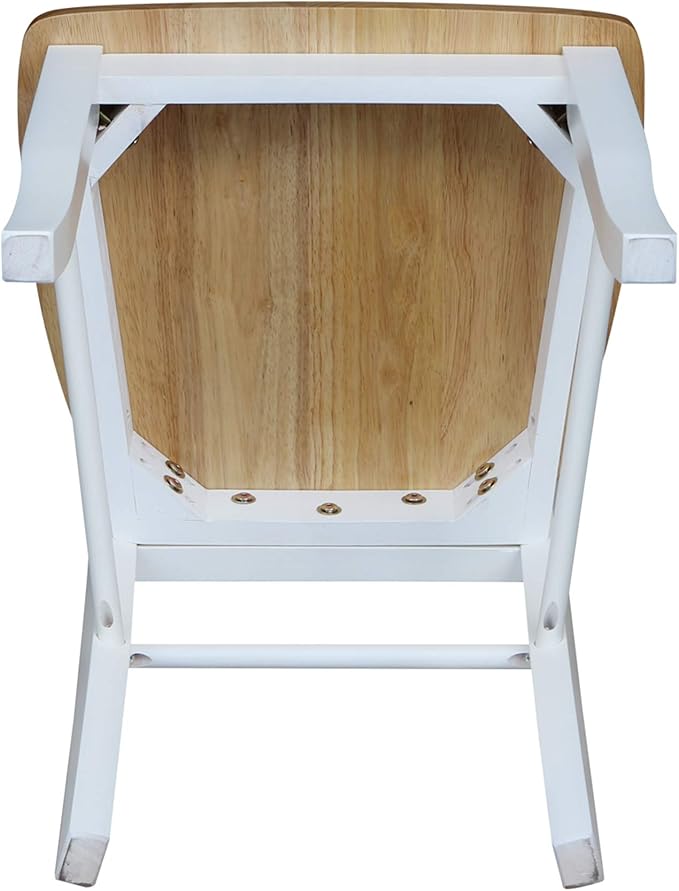 Madrid Ladderback, Set of 2 Dining Chairs , Solid Wood Kitchen/Dining Chairs, Parawood Construction, 18.1"W x 19.3"D x 35.2"H, 225 lb Weight Capacity, Elegant, Durable, White/Natural