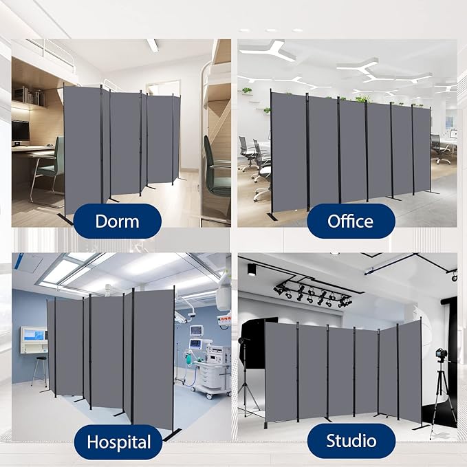 Room Divider and Folding Privacy Screens， 6 Panel Wide Room Divider Wall Screen for Room Separtition, Partition Room Dividers Fabric Panel Wall Dividers Freestanding for Office, Bedroom, Studio Dorm