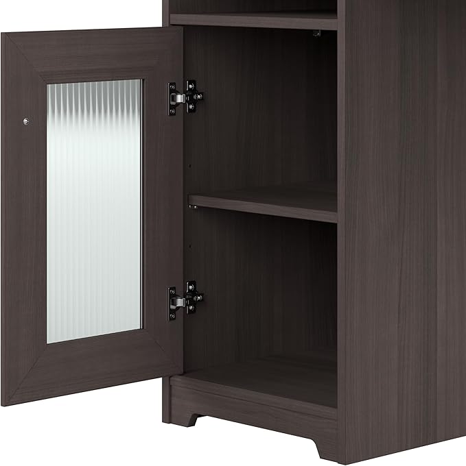 Bush Furniture Cabot L Shaped Desk with Hutch | Corner Desk with Storage for Home Office in Heather Gray | 60W L Shaped Computer Desk