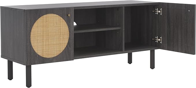 SAFAVIEH Home Collection Ophelia Distressed Black 2-Door 2-Shelf Entertainment Media Stand (Fits up to a 50" Flatscreen TV)