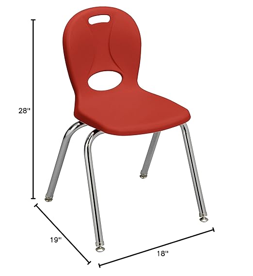 Learniture LNT-116-CSW-RD Learniture Structure Series Stackable School Chairs for Classroom, 16" Seat Height, Red, Pack of 4