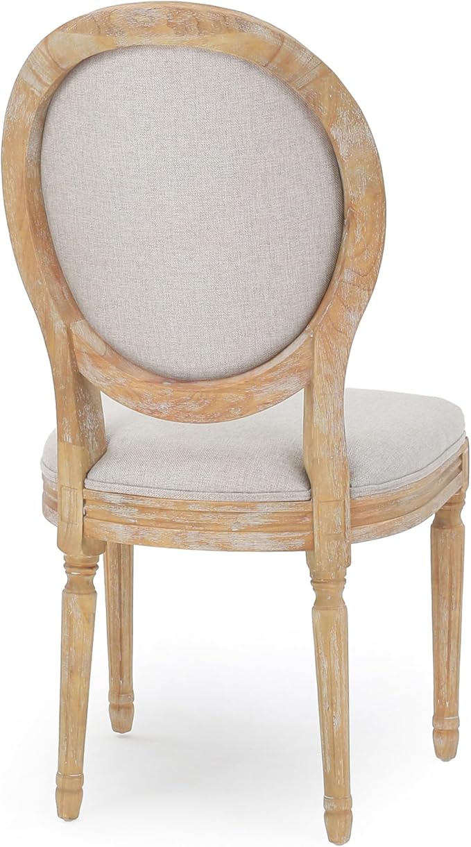 Christopher Knight Home Phinnaeus Polyester Beige Fabric Dining Chair (Set of 2), 2-Pcs Set