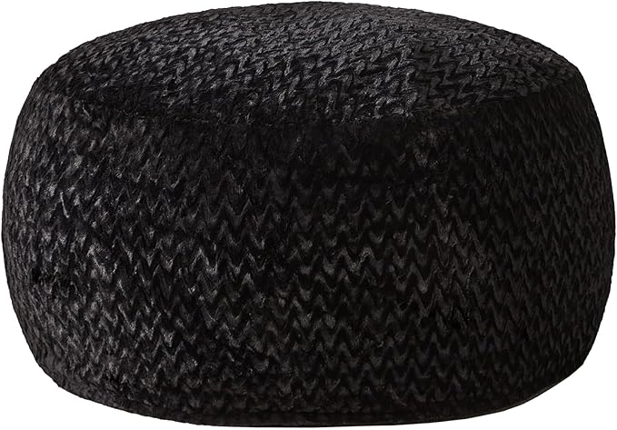 Hobestluk 4ft Bean Bag Chairs for Adults Large Beanbag Chair with Chevron Plush Fur Cover Big Bean Bag Chair for Living Room Bedroom Dorm Office - Black (44” x 44” x 24”)