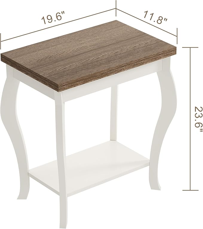 ChooChoo End Tables Living Room, Side Tables Living Room with Curved Legs and Storage Shelf, Small End Tables for Small Spaces, Soft White