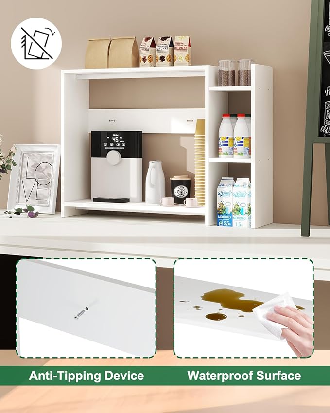 IBUYKE Desktop Bookshelf,36.8" Desktop Organizer Shelf,Wood Desk Hutch for Computer Monitor,Display Shelf for Office Home Dormitory,White TMZ008W