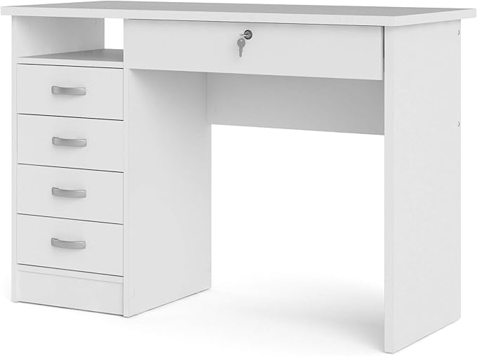 Tvilum Desk with 5 Drawers, White