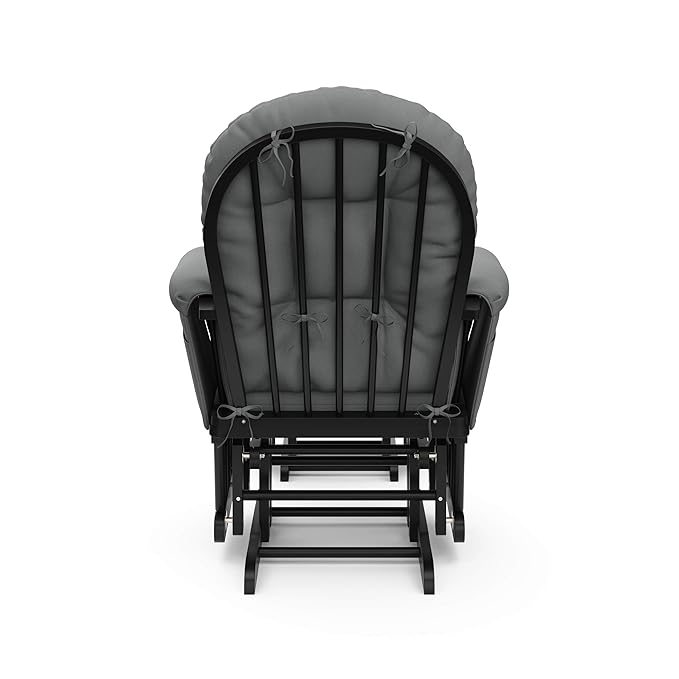 Storkcraft Premium Hoop Glider & Ottoman (Black with Gray) — GREENGUARD Gold Certified, Solid Wood Craftsmanship, Convenient Storage Pockets, Smooth-Gliding Chair for Nursery, Multi-Award-Winning