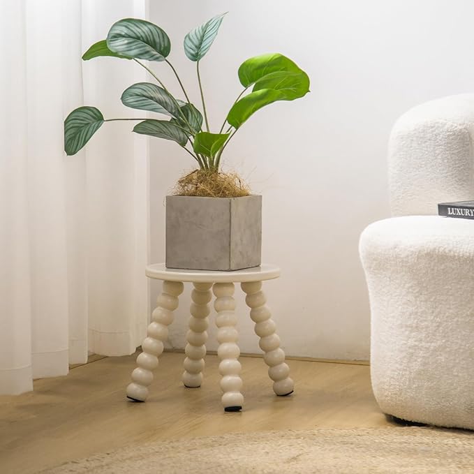 Solid Wooden Step Stool for Adults, 10 inch Stool for Kids Perfect Matched Sensory Table, Sturdy and Versatile Short Foot Stool for Bathroom, Kitchen, Bedroom, Plant Stand Natural (1, White)