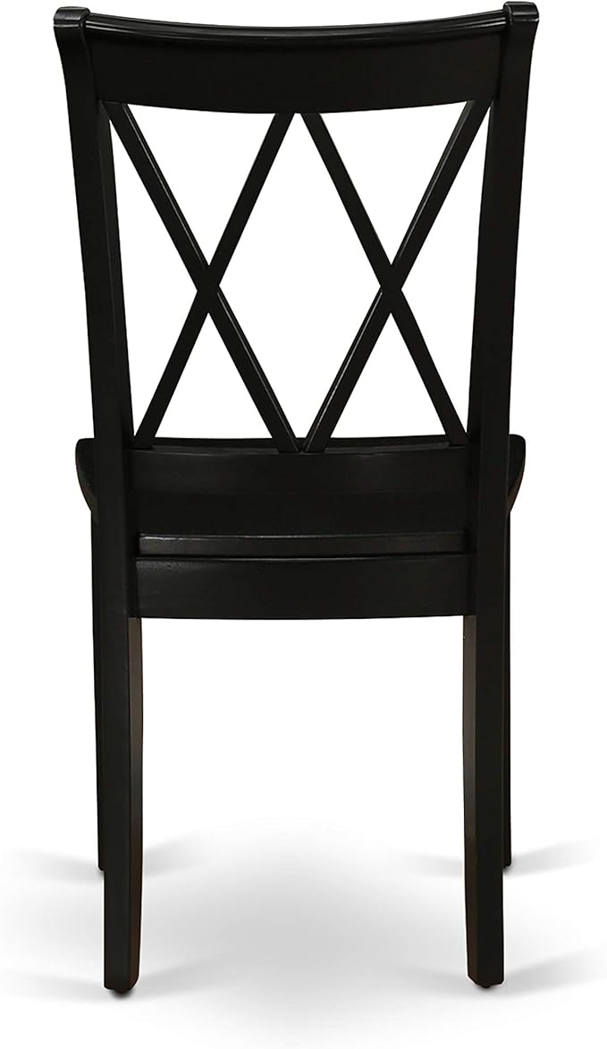 East West Furniture SHCL5-BLK-W 5 Piece Dining Room Table Set Includes a Round Wooden Table with Pedestal and 4 Kitchen Dining Chairs, 42x42 Inch, Black