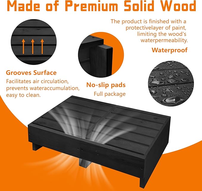 Wooden Step Stool 6” Height, Step Stools for Bed, Bed Steps for High Beds for Adults and Elderly, Step Stool for Bedroom, Kitchen, Living Room, Black