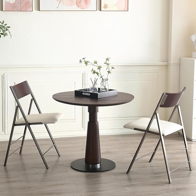 Folding Chairs with Cushion 2 Pack - Heavy Duty Steel Frame Foldable Dining Chairs, Waterproof Leather Indoor Outdoor Padded Chairs for Home, Conference Rooms,Weddings, Events (White)