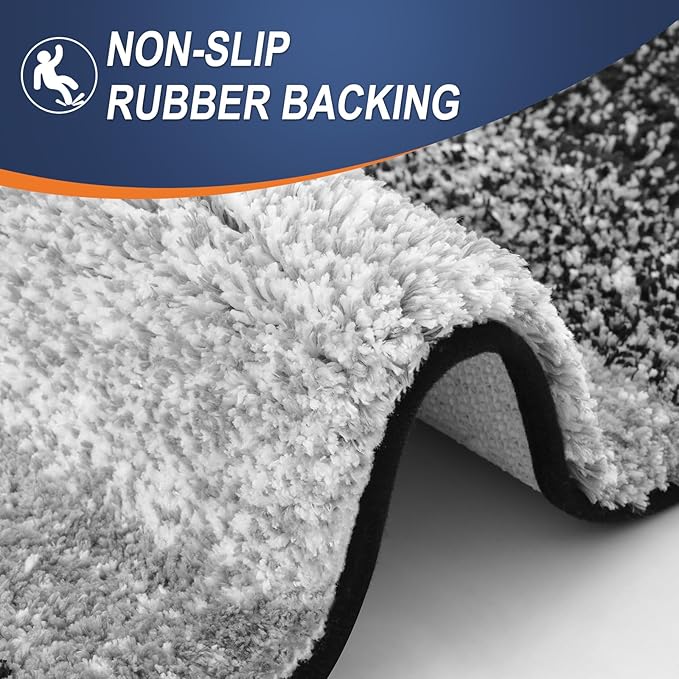 OLANLY Bathroom Rugs Mat 47x32, Extra Soft Absorbent Microfiber Bath Rugs, Rubber Backing, Quick Dry, Machine Washable Bath Mats for Bathroom Floor, Tub and Shower, Home Decor Accessories, Black