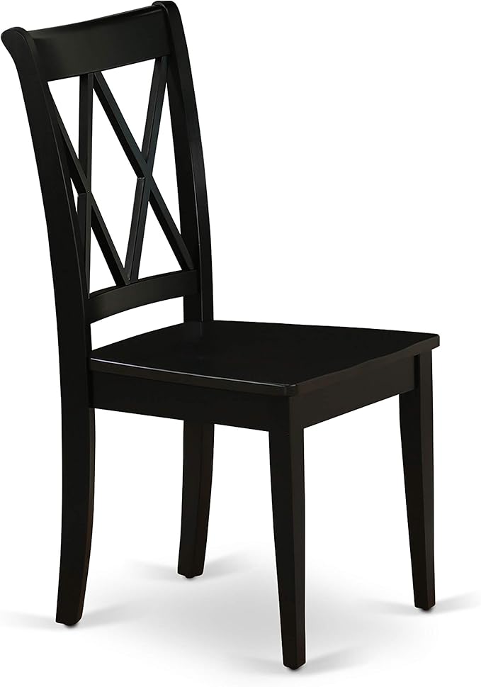 East West Furniture DLCL5-BLK-W 5 Piece Dining Table Set for 4 Includes a Round Kitchen Table with Dropleaf and 4 Dining Room Chairs, 42x42 Inch, Black