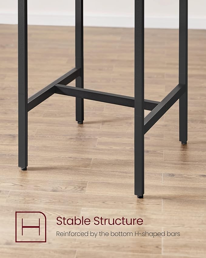 VASAGLE Bar Table and Chairs Set, Square Table with 2 Stools, Dining Pub Set for 2, Space Saving for Kitchen Breakfast, Living Room, Party Room, Rustic Brown and Ink Black